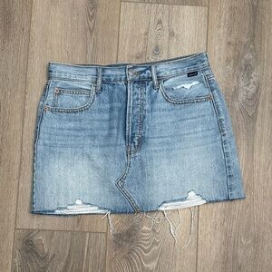 Cello Blue Distressed Denim Mini Skirt